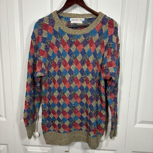 Northern Isles Grandpa Sweater M Hand Knit Argyle Retro Y2K Preppy Fall Layer - Picture 1 of 7